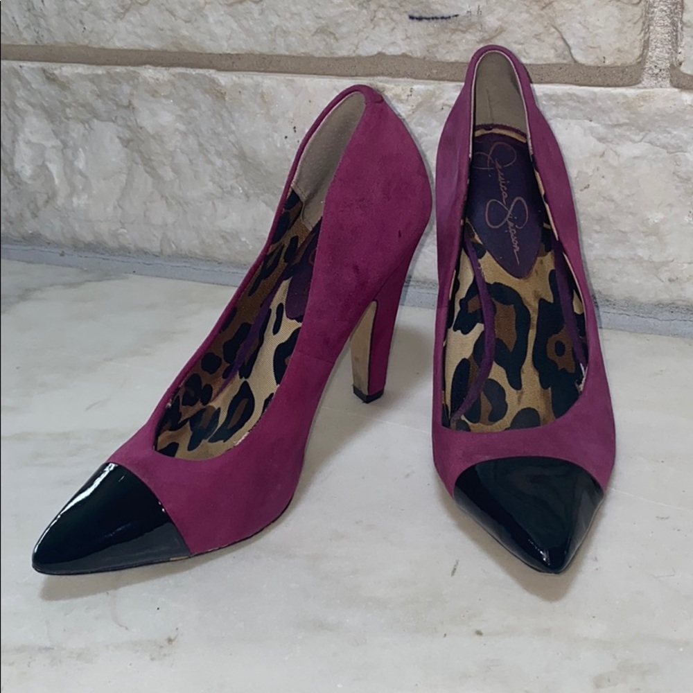 JESSICA SIMPSON Suede Heels Patent Toe
